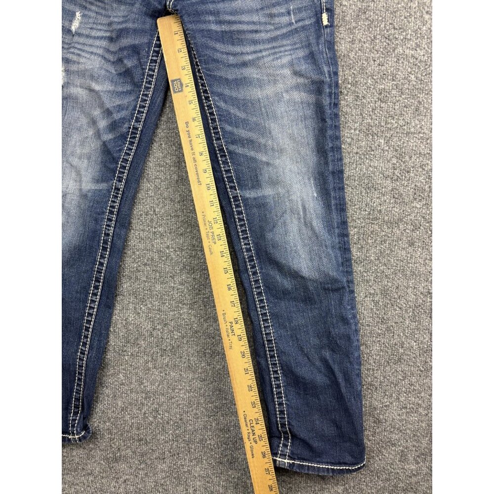 BKE Addison Crop Jeans Womens 27x24 Blue Medium Wash Low Rise Distressed Stretch - Picture 5 of 10